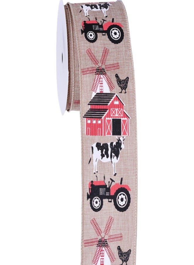 Meseey Farmhouse Animal Print Ribbon, 10 Yards, Highland Cow Pig Chicken Design, for Wreath Making and Crafts (Farm Animal 2 roll) - Image 4